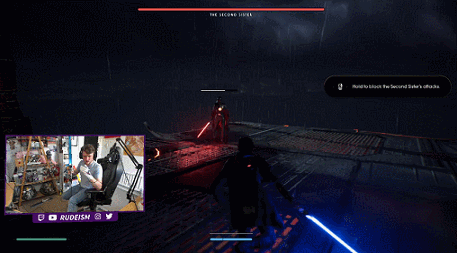 Стример проходит Star Wars Jedi: Fallen Order при помощи игрушечного светового меча Стример проходит Star Wars Jedi: Fallen Order при помощи игрушечного светового меча